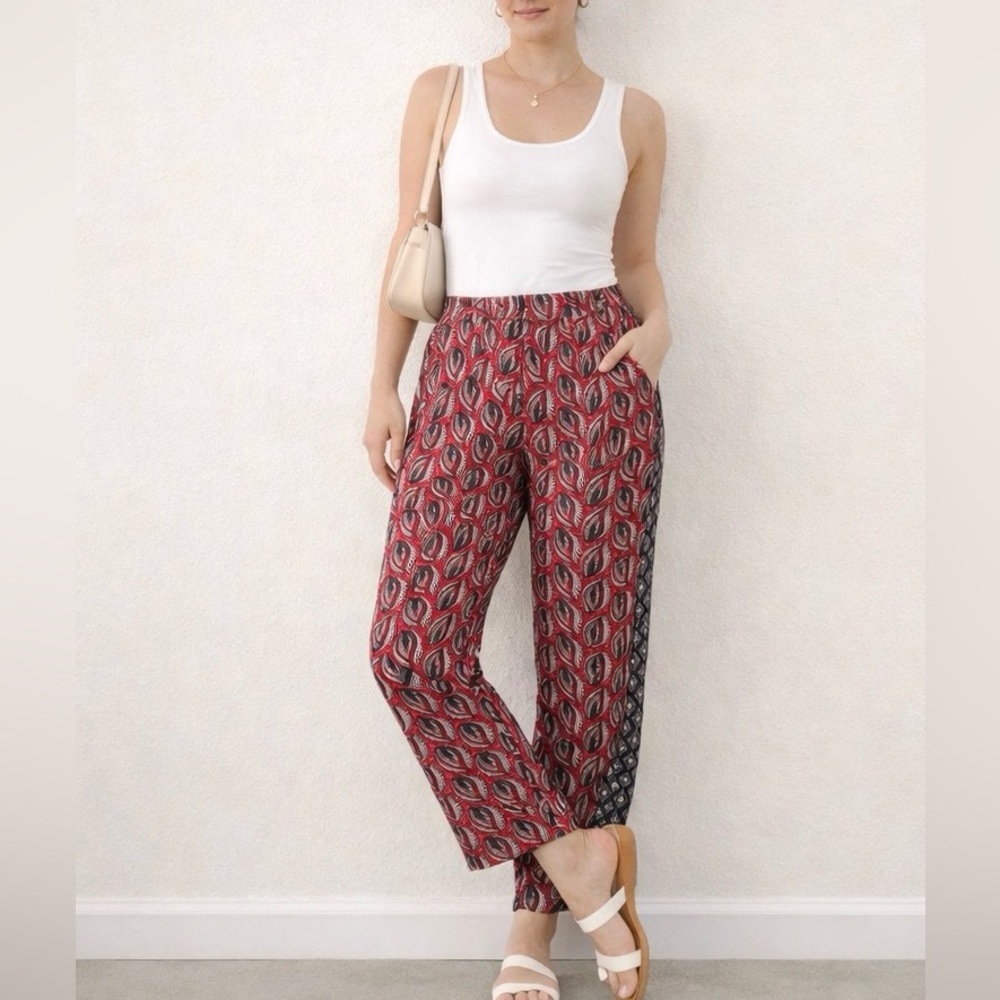 Ett Twa Anthropologie Pants Small Boho Printed Jogger Cropped Relaxed Fit